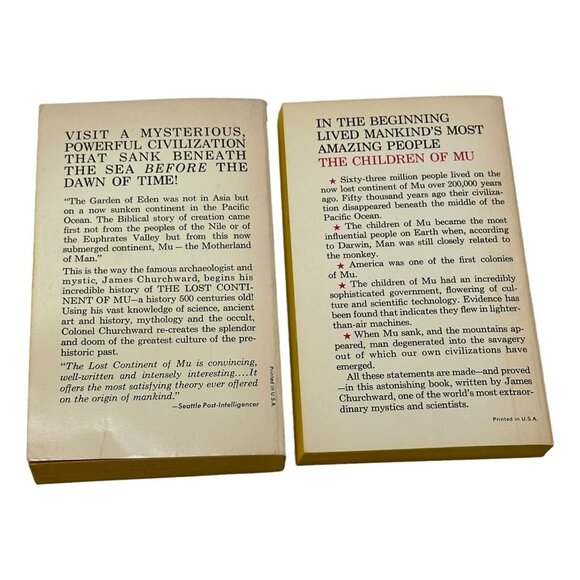 Lost Continent & Children of Mu James Churchward Lot 2 PB Book 1970 - Picture 2 of 10